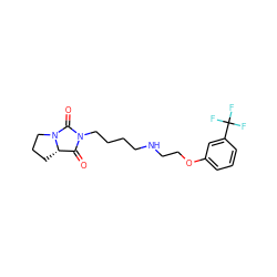 O=C1[C@@H]2CCCN2C(=O)N1CCCCNCCOc1cccc(C(F)(F)F)c1 ZINC000035983631