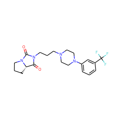 O=C1[C@@H]2CCCN2C(=O)N1CCCN1CCN(c2cccc(C(F)(F)F)c2)CC1 ZINC000013760051