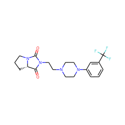 O=C1[C@@H]2CCCN2C(=O)N1CCN1CCN(c2cccc(C(F)(F)F)c2)CC1 ZINC000053244631