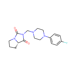 O=C1[C@@H]2CCCN2C(=O)N1CN1CCN(c2ccc(F)cc2)CC1 ZINC000013760036