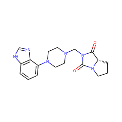 O=C1[C@@H]2CCCN2C(=O)N1CN1CCN(c2cccc3[nH]cnc23)CC1 ZINC000013489215