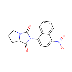 O=C1[C@@H]2CCCN2C(=O)N1c1ccc([N+](=O)[O-])c2ccccc12 ZINC000014967151