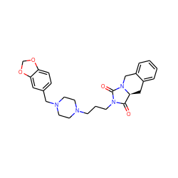 O=C1[C@@H]2Cc3ccccc3CN2C(=O)N1CCCN1CCN(Cc2ccc3c(c2)OCO3)CC1 ZINC000028524280