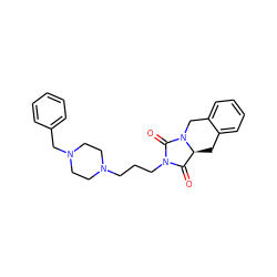 O=C1[C@@H]2Cc3ccccc3CN2C(=O)N1CCCN1CCN(Cc2ccccc2)CC1 ZINC000028525765