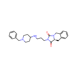 O=C1[C@@H]2Cc3ccccc3CN2C(=O)N1CCCNC1CCN(Cc2ccccc2)CC1 ZINC000028525670