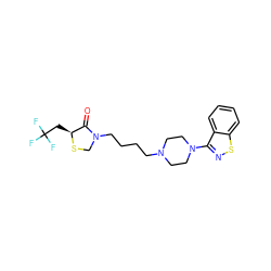 O=C1[C@H](CC(F)(F)F)SCN1CCCCN1CCN(c2nsc3ccccc23)CC1 ZINC000013759388