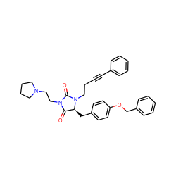 O=C1[C@H](Cc2ccc(OCc3ccccc3)cc2)N(CCC#Cc2ccccc2)C(=O)N1CCN1CCCC1 ZINC000027183518