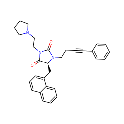 O=C1[C@H](Cc2cccc3ccccc23)N(CCC#Cc2ccccc2)C(=O)N1CCN1CCCC1 ZINC000027110263