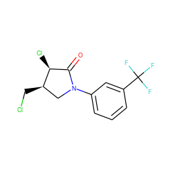 O=C1[C@H](Cl)[C@H](CCl)CN1c1cccc(C(F)(F)F)c1 ZINC000000323057