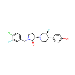 O=C1[C@H](N2CC[C@@H](c3ccc(O)cc3)[C@H](F)C2)CCN1Cc1ccc(Cl)c(F)c1 ZINC001772586892