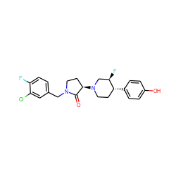 O=C1[C@H](N2CC[C@@H](c3ccc(O)cc3)[C@H](F)C2)CCN1Cc1ccc(F)c(Cl)c1 ZINC001772580004