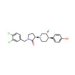 O=C1[C@H](N2CC[C@H](c3ccc(O)cc3)[C@@H](F)C2)CCN1Cc1ccc(Cl)c(Cl)c1 ZINC001772633206