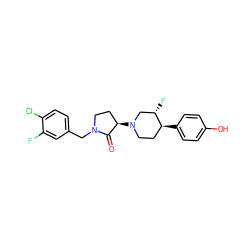 O=C1[C@H](N2CC[C@H](c3ccc(O)cc3)[C@@H](F)C2)CCN1Cc1ccc(Cl)c(F)c1 ZINC001772633204