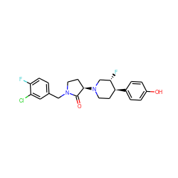 O=C1[C@H](N2CC[C@H](c3ccc(O)cc3)[C@@H](F)C2)CCN1Cc1ccc(F)c(Cl)c1 ZINC001772619809