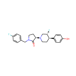 O=C1[C@H](N2CC[C@H](c3ccc(O)cc3)[C@@H](F)C2)CCN1Cc1ccc(F)cc1 ZINC001772656081