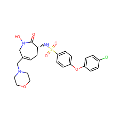 O=C1[C@H](NS(=O)(=O)c2ccc(Oc3ccc(Cl)cc3)cc2)CC=C(CN2CCOCC2)CN1O ZINC000073196649