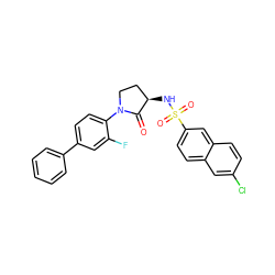 O=C1[C@H](NS(=O)(=O)c2ccc3cc(Cl)ccc3c2)CCN1c1ccc(-c2ccccc2)cc1F ZINC000028979514