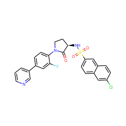 O=C1[C@H](NS(=O)(=O)c2ccc3cc(Cl)ccc3c2)CCN1c1ccc(-c2cccnc2)cc1F ZINC000028979486