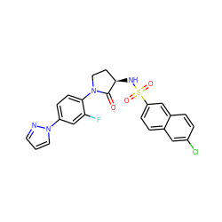 O=C1[C@H](NS(=O)(=O)c2ccc3cc(Cl)ccc3c2)CCN1c1ccc(-n2cccn2)cc1F ZINC000028979444