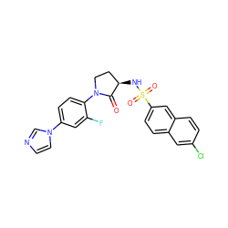 O=C1[C@H](NS(=O)(=O)c2ccc3cc(Cl)ccc3c2)CCN1c1ccc(-n2ccnc2)cc1F ZINC000028979455