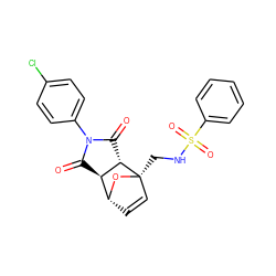 O=C1[C@H]2[C@H](C(=O)N1c1ccc(Cl)cc1)[C@@]1(CNS(=O)(=O)c3ccccc3)C=C[C@H]2O1 ZINC000101916349