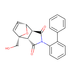 O=C1[C@H]2[C@H](C(=O)N1c1ccccc1-c1ccccc1)[C@@]1(CO)C=C[C@H]2O1 ZINC000101453326