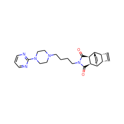 O=C1[C@H]2[C@H]3C=C[C@@H]([C@H]4C=C[C@H]43)[C@H]2C(=O)N1CCCCN1CCN(c2ncccn2)CC1 ZINC000138130323