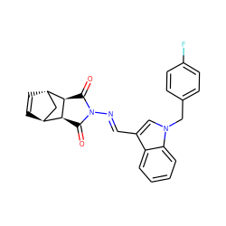 O=C1[C@H]2[C@H]3C=C[C@@H](C3)[C@H]2C(=O)N1/N=C/c1cn(Cc2ccc(F)cc2)c2ccccc12 ZINC000100893443