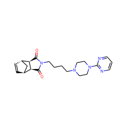 O=C1[C@H]2[C@H]3C=C[C@@H](C3)[C@H]2C(=O)N1CCCCN1CCN(c2ncccn2)CC1 ZINC000100678887