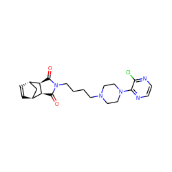 O=C1[C@H]2[C@H]3C=C[C@@H](C3)[C@H]2C(=O)N1CCCCN1CCN(c2nccnc2Cl)CC1 ZINC000100678843