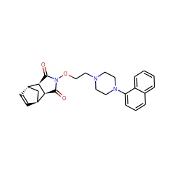 O=C1[C@H]2[C@H]3C=C[C@@H](C3)[C@H]2C(=O)N1OCCN1CCN(c2cccc3ccccc23)CC1 ZINC000101422255