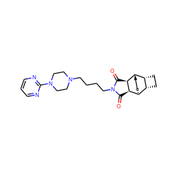 O=C1[C@H]2[C@H]3CC[C@@H]([C@H]4CC[C@H]43)[C@H]2C(=O)N1CCCCN1CCN(c2ncccn2)CC1 ZINC000195176163