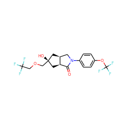 O=C1[C@H]2C[C@](O)(COCC(F)(F)F)C[C@H]2CN1c1ccc(OC(F)(F)F)cc1 ZINC000096169529