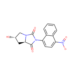 O=C1[C@H]2C[C@H](O)CN2C(=O)N1c1ccc([N+](=O)[O-])c2ccccc12 ZINC000014967171