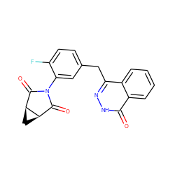 O=C1[C@H]2C[C@H]2C(=O)N1c1cc(Cc2n[nH]c(=O)c3ccccc23)ccc1F ZINC000028478097