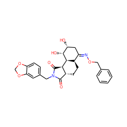 O=C1[C@H]2CC[C@@H]3/C(=N\OCc4ccccc4)C[C@@H](O)[C@@H](O)[C@@H]3[C@@H]2C(=O)N1Cc1ccc2c(c1)OCO2 ZINC000008035837