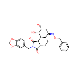 O=C1[C@H]2CC[C@H]3/C(=N\OCc4ccccc4)C[C@@H](O)[C@@H](O)[C@@H]3[C@@H]2C(=O)N1Cc1ccc2c(c1)OCO2 ZINC000038149197