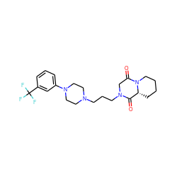 O=C1[C@H]2CCCCN2C(=O)CN1CCCN1CCN(c2cccc(C(F)(F)F)c2)CC1 ZINC000013861483