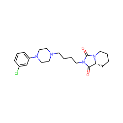 O=C1[C@H]2CCCCN2C(=O)N1CCCCN1CCN(c2cccc(Cl)c2)CC1 ZINC000002183635