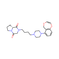 O=C1[C@H]2CCCN2C(=O)CN1CCCCN1CCN(c2cccc3c2COC=CO3)CC1 ZINC000095607679