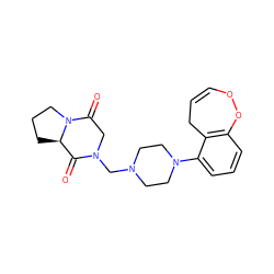 O=C1[C@H]2CCCN2C(=O)CN1CN1CCN(c2cccc3c2CC=COO3)CC1 ZINC000036187822