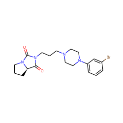 O=C1[C@H]2CCCN2C(=O)N1CCCN1CCN(c2cccc(Br)c2)CC1 ZINC000000633296