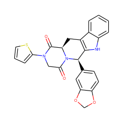 O=C1[C@H]2Cc3c([nH]c4ccccc34)[C@@H](c3ccc4c(c3)OCO4)N2C(=O)CN1c1cccs1 ZINC000028885240