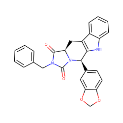 O=C1[C@H]2Cc3c([nH]c4ccccc34)[C@@H](c3ccc4c(c3)OCO4)N2C(=O)N1Cc1ccccc1 ZINC000003935900