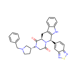 O=C1[C@H]2Cc3c([nH]c4ccccc34)[C@@H](c3ccc4nsnc4c3)N2C(=O)CN1[C@@H]1CCN(Cc2ccccc2)C1 ZINC000084617506