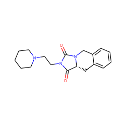 O=C1[C@H]2Cc3ccccc3CN2C(=O)N1CCN1CCCCC1 ZINC000006117356