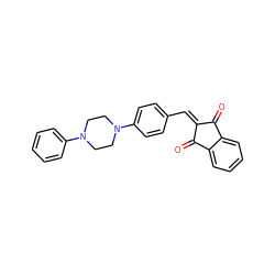 O=C1C(=Cc2ccc(N3CCN(c4ccccc4)CC3)cc2)C(=O)c2ccccc21 ZINC000653869576