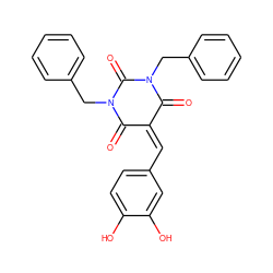 O=C1C(=Cc2ccc(O)c(O)c2)C(=O)N(Cc2ccccc2)C(=O)N1Cc1ccccc1 ZINC000299857049