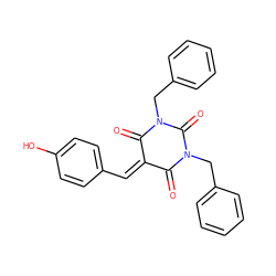 O=C1C(=Cc2ccc(O)cc2)C(=O)N(Cc2ccccc2)C(=O)N1Cc1ccccc1 ZINC000299865749