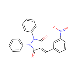 O=C1C(=Cc2cccc([N+](=O)[O-])c2)C(=O)N(c2ccccc2)N1c1ccccc1 ZINC000040412655